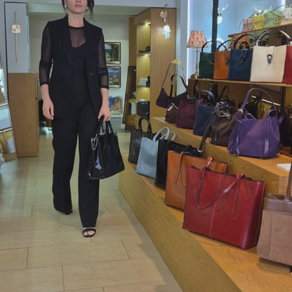 Leder Handtasche "Pfingstrose"