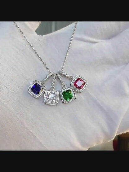 Necklace made of 925 sterling silver with green cubic zirconia