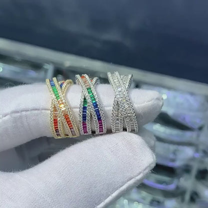 Ring aus 925er Sterlingsilber mit mehrfarbigen Zirkonen