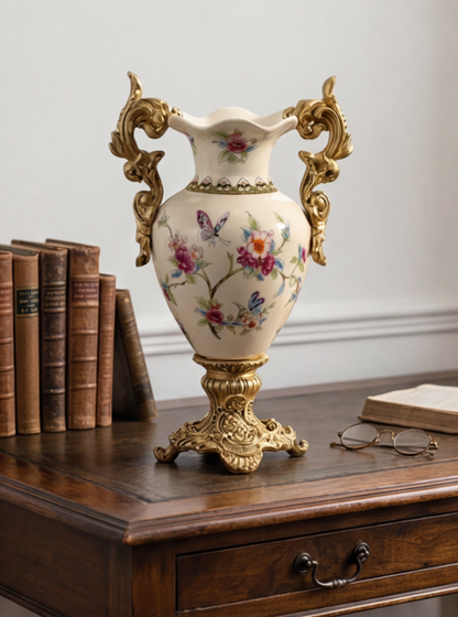 Keramikvase mit Blumenornament