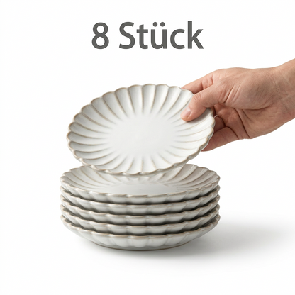Set aus 8 Porzellantellern „Muschel“, 15 cm
