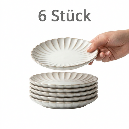 Set aus 6 Porzellantellern „Muschel“, 15 cm