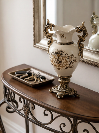 Ceramic vase with gold pattern