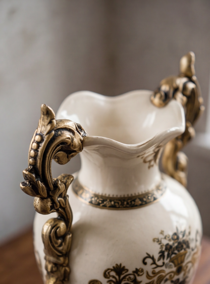Ceramic vase with gold pattern