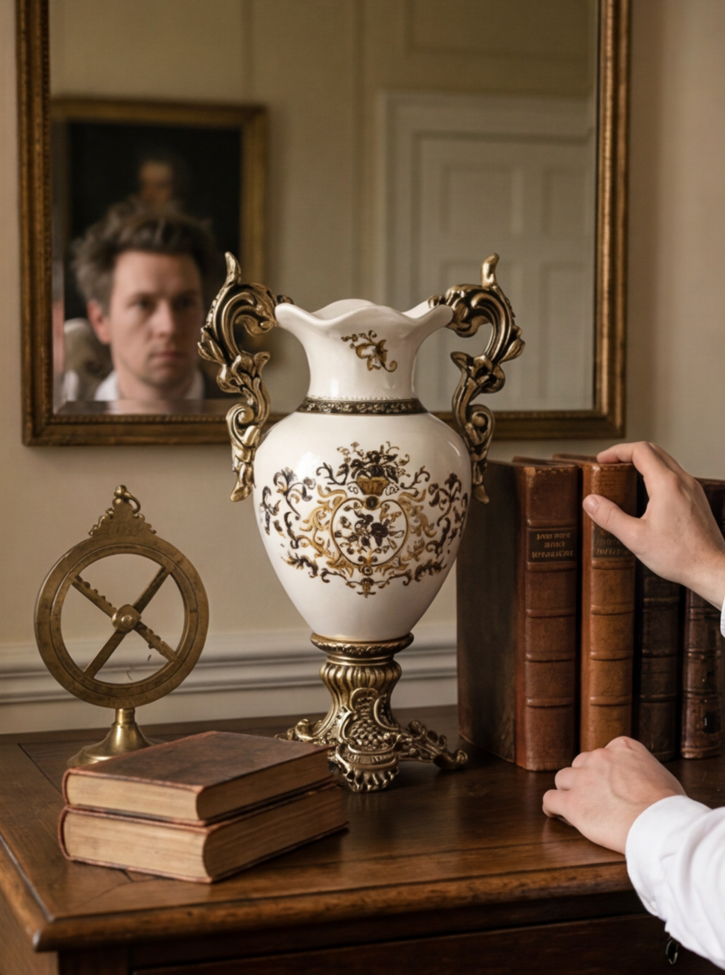 Ceramic vase with gold pattern