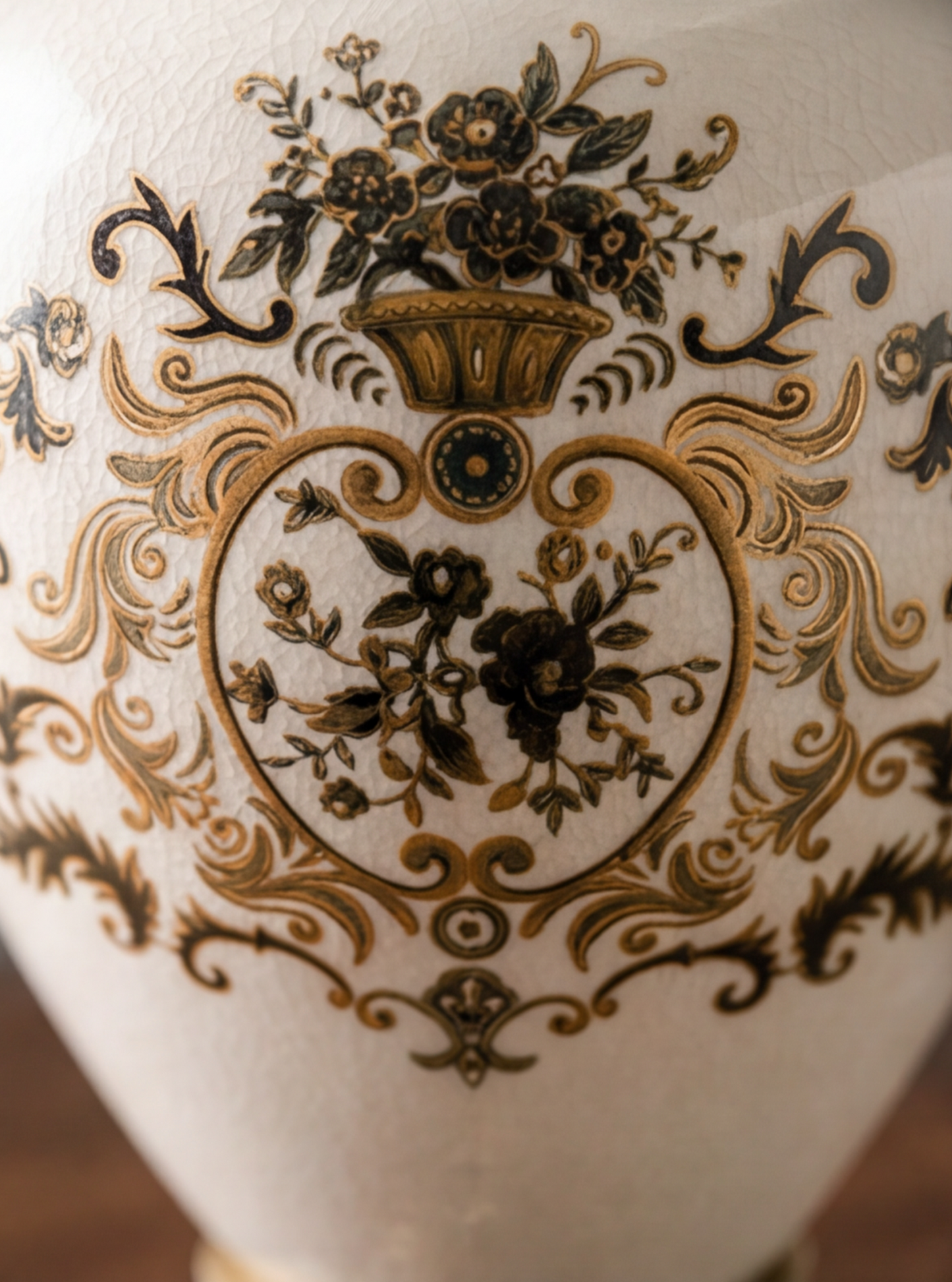 Ceramic vase with gold pattern