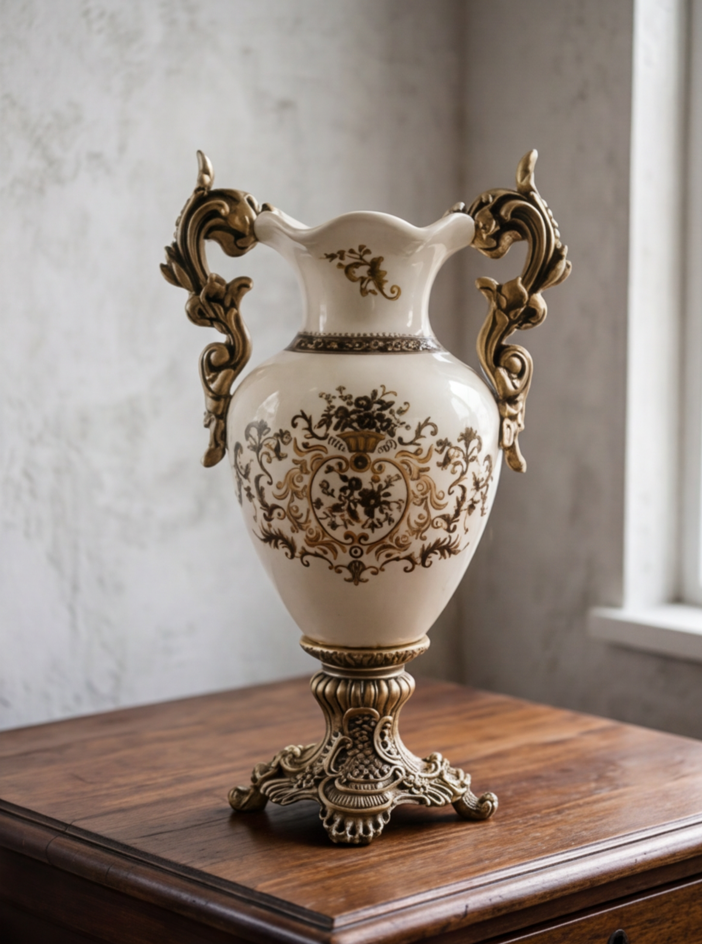 Ceramic vase with gold pattern
