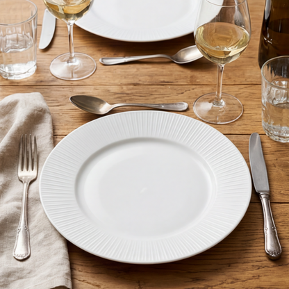 Porcelain plate "White" – with rim texture